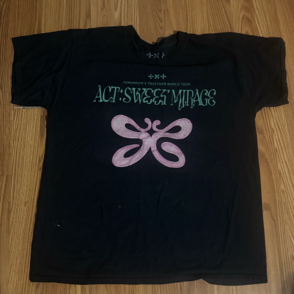 TXT Sweet Mirage K- Pop Band Fans Music Tour‎ Black Graphic T-Shirt Y2k Size L